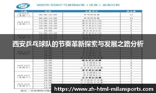 西安乒乓球队的节奏革新探索与发展之路分析